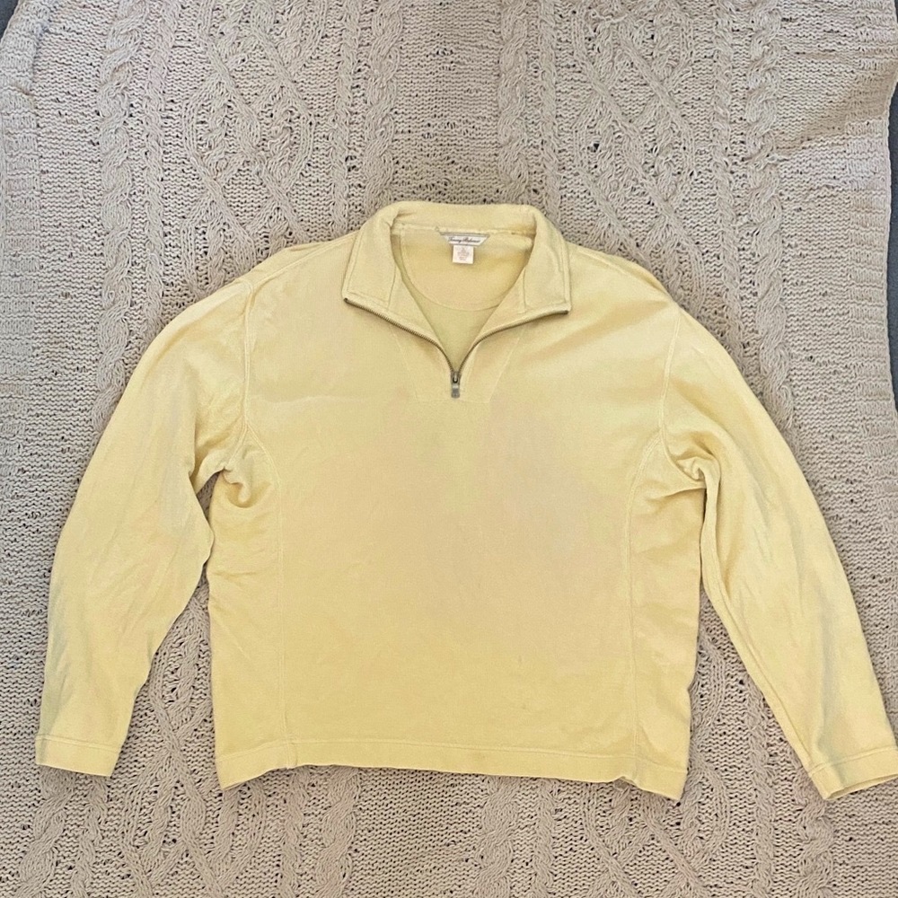 Tommy Bahama - Women's Pale Yellow Half Zip-Up Sweater